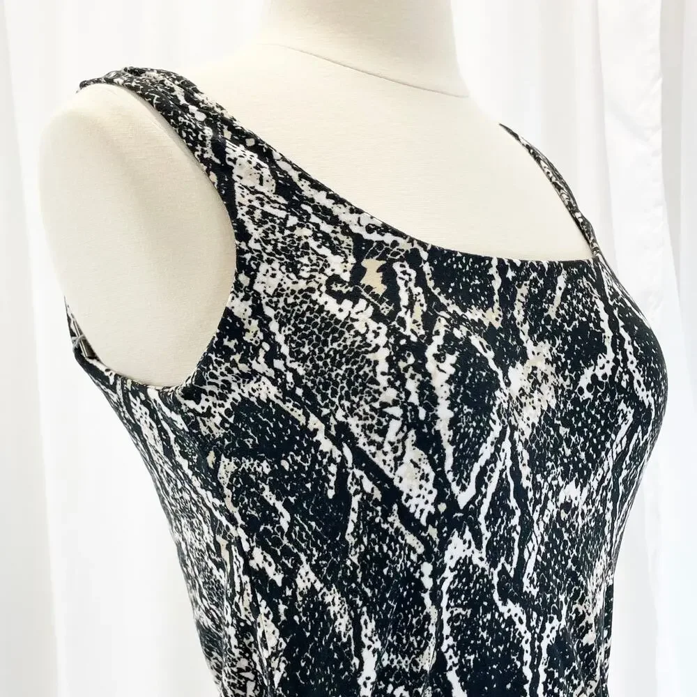 NEW Tart Womens XS Snakeskin‎ Print Mini Dress Black Cream Bodycon Stretchy
